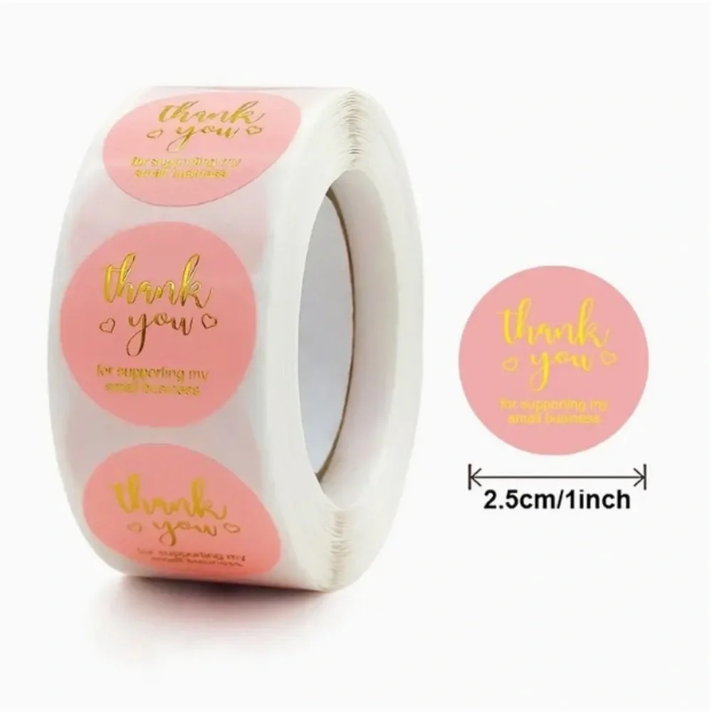 500 1in PeachThank You Stickers